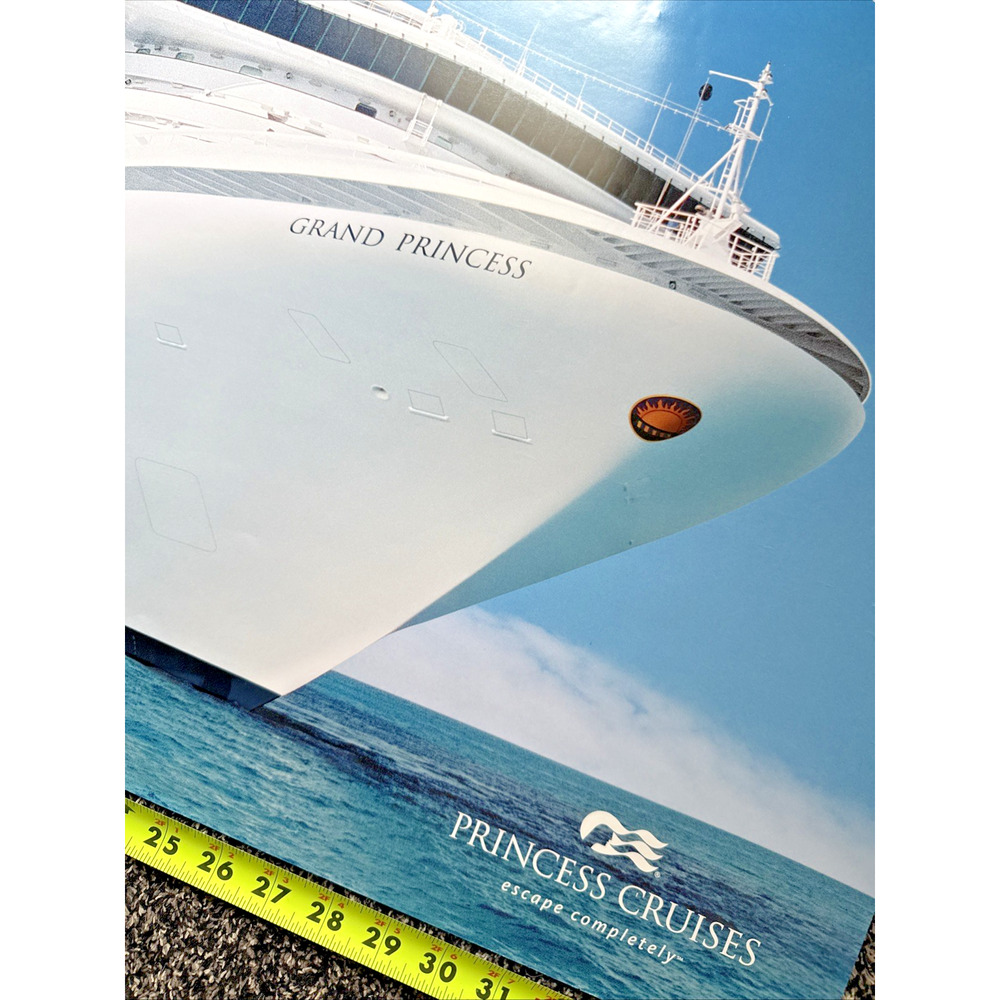 Grand Princess Cruise Ship Photo Poster Vintage 36" Caribbean Galveston Port EUC - Picture 3 of 10